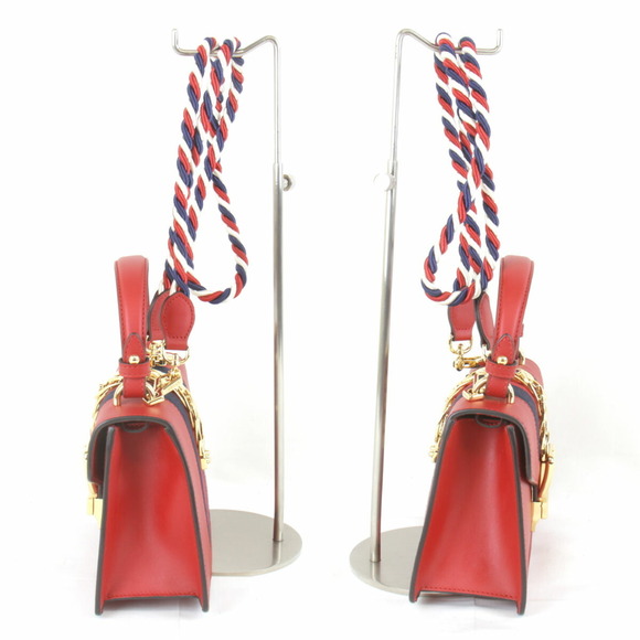 GUCCI Red Leather Sylvie Shoulder Bag - Picture 3 of 10